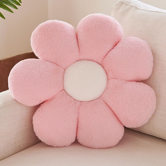 Xuyier Flower Pillow, Decorative Throw Pillow, 19.6“ Cute Daisy Pillow, Aesthetic Fun Decor Pillows for Bed, Flower Shaped Accent Cozy Pillow for Couch