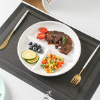 (5 Pack) Portion Control Plate for Balanced Eating, 9" Unbreakable Divided Plates,3 Compartment Plates, Reusable Plastic Plates, BPA Free for Kids Adults (White)