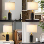 GyroVu Modern Ceramic Table lamp Set of 2, 3 Color Temperature Bedside lamp 21.5" Tall Nightstand Lamp End Table Lamps for Living Room Bedroom (Bulbs Included)