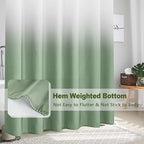 AooHome Fabric Shower Curtains, Cloth Ombre Green Shower Curtain Sets, Washable Fabric Green and White Shower Curtain, Rustic Farmhouse Bathroom Shower Curtains, 72x78 Inches
