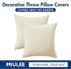 MIULEE Pack of 2 Christmas Cream Throw Pillow Covers 18x18 Inch Natural Soft Pillow Covers for Sofa Living Room Couch Solid Dyed Cases