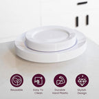 Pack of 60 White Plastic Plates - Aya's Heavy Duty Disposable Set of 30 Dinner and 30 Salad Plates - Durable Round Plastic Dinnerware Set for Parties and Events