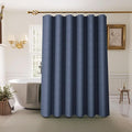 Inhousolu Boho Farmhouse Shower Curtain with Fabric Liner Set, Faux Linen Textured, 14 Metal Hooks Luxury Weighted Hem, Washable Wrinkle Free Bath Curtain for Hotel Bathroom 72" W x 84" L Navy Blue