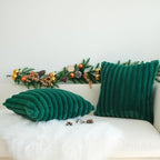 JOJUSIS Pack of 2 Faux Fur Plush Decorative Throw Pillow Covers Couch Cushion Case Soft Pillowcases (Dark Green, 18 x 18-Inch)
