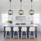 4-Light Farmhouse Chandelier Dining Room, Modern Black and Gold Chandelier For Foyer, Geometric Pendant Light Kitchen Island, Industrial Hanging Light Fixture For Entryway, Kitchen, Bedroom, Stairway