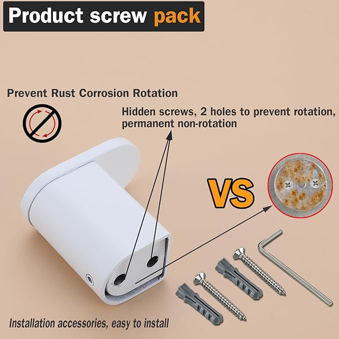 RANDOM White Towel Hooks for Bathrooms Wall Mount Shower Hooks Round Coat Hook Heavy Duty Robe Hook Stainless Steel,2 Packs.96026-8MW