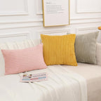 Simmore Decorative Fall Throw Pillow Covers 16x16 Set of 2, Soft Plush Flannel Double-Sided Fluffy Couch Pillow Covers for Sofa Living Room, Pink