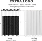 No Hook Shower Curtain Set with Snap in Liner, Black Jacquard Tufted Geometric Bath Curtain, Boho Luxury Hotel Bathroom Decor, Waterproof Washable, 71 x 86 Inch