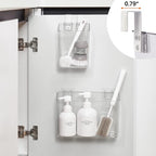 vacane Hanging Basket with Removable Hooks, Plastic Over Cabinet Door Organizer for Organizing Over the Cabinet Organizer Holder for Kitchen, Pantry, Bathroom-Hang Outside or Inside Door-4 Pack