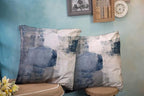 CAPSCEOLL Navy Blue Grey Throw Pillow Covers,Gray White Modern Abstract Art Painting Throw Pillows for Couch,Blue Decorative Pillow Covers 16X16 Inch 2 Pcs Square Cushion Cover Gift for Couch Sofa