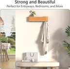 Coat Rack Wall Mount with Hidden Hooks Entryway Hanging Shelf Modern Wood Coat Hanger for Bedroom Kitchen Hallway Bathroom (Oak, 16.6 Inch Long)