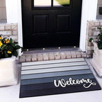 Bulijojo Grey Entrance Door Mat Large 17 x 30 Inch Entry Way Doormat Front Door Rug Outdoor Heavy Duty Welcome Mat, Non Slip Rubber Back Low Profile