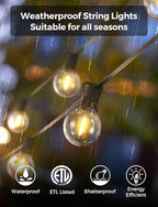 XMCOSY+ Patio Lights, Smart 50Ft Outdoor String Lights with 25 Dimmable G40 Globe Bulbs, APP Control, Work with Alexa, Connectable Waterproof LED Outdoor Light