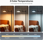 VONLUCE Dimmable LED Floor Lamp, 56" Floor Lamp for Living Room with Adjustable Height Swing Arms 3 Color Temperatures, Industrial Standing Pole Lamp for Bedroom Reading, Black