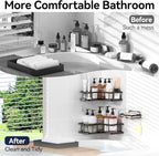 YASONIC Corner Shower Caddy Organizer, 3-Pack Adhesive Rustproof Stainless Steel Shower Shelves with Soap Holder, No Drilling Shower Storage Rack for Family Renters Bathroom, Black