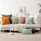 MIULEE Greyish Green Corduroy Pillow Covers Pack of 2 Boho Decorative Spliced Throw Pillow Covers Soft Solid Couch Pillowcases Cross Patchwork Textured Covers for Living Room Bed Sofa 18x18 inch