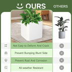 Steel Planter Box-20"x20"x20"-Large Square Planter Box-Outdoor Indoor-Cube Steel Planter Heavy Duty White Metal Planter Flower Pot Commercial Residential for Home Garden Porch Hotel Patio