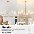 8-Lights 39" Rustic Industrial Pendant Light Gold Boho Rattan Chandelier Large Adjustable Pendant Lighting Fixtures for Living Room Kitchen Island Dining Room