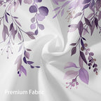 Eucalyptus Shower Curtain, Purple Watercolor Leaves with Floral Botanical Bathroom Decor, Waterproof Fabric Bath Curtain Set with Hooks, 72x84 Inches