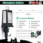 JMEXSUSS 200 LED Halloween Lights Outdoor, 66ft Connectable Green String Lights Plug in, 8 Modes Waterproof Green Christmas Lights for Outside, Indoor, Yard, St Patrick's Day, Xmas, Halloween Decor
