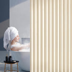 South to East Waterproof Shower Curtain, Heavy Duty Magnetic Folding Linen Shower Curtain, Non-Toxic, 72x80 Magnetic Fabric Bathroom Curtain Sets, Beige