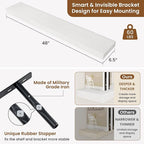 fuqing Floating Shelves for Wall, Wall Mounted Wood Floating Shelf with Invisible Brackets for Living Room, Bathroom, Bedroom, Kitchen Storage and Decor, 48 Inch Set of 2, White