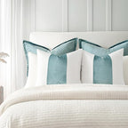 EVERGRACE x Kinsey Walsh Signature Velvet Panel Cotton Pillow Covers Set of 2, Decorative Pillow Covers 20"x20" for Couch, Square Cushion Cases for Sofa Bedroom Living Room, Aquamarine