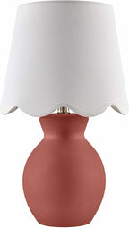 BoutiqueRugs Liliac Boho Ceramic Bedside Table Lamp for Bedroom Nightstand - End Side Lighting for Living Room - Shade Cotton - White, Brown - 15" H