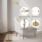 SUNMORY Dimmable LED Pharmacy Floor Lamp, 16W Bright Reading Floor Lamp with Remote & Touch Control, 350°Swing Arm, Adjustable Task Craft Standing Lamp for Living Room Bedroom Office, Gold