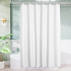 AmazerBath White Shower Curtain 80 Inches Long, Waffle Shower Curtain 72x80 Inches, Long Shower Curtain Fabric, Heavy Duty 240GSM, Hotel Quality, Bathroom Curtain, Premium Polyester