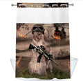Cute Squirrel Shower Curtain Abstract Anime Theme Shower Curtain with Snap in Fabric Liner Set, Detachable Liner, See Through Mesh Top Window, Waterproof Washable 72" W x 74" H