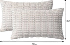 Pack of 2 Corduroy Decorative Throw Pillow Covers 12x20 InchSoft Boho Striped Pillow Covers Modern Farmhouse Home Decor for Sofa Living Room Couch Bed（Cream White）