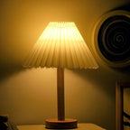 Zenply Small Table Lamp 2PC, Bedside Nightstand Mini Lamp for Bedroom Living Room Side Table Small Spaces, Pleated Aesthetic Vintage Lamp Warm White LED Bulb Included