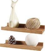 Floating Shelves Wall Mounted, 12 Inch Solid Oak Wood Shelf for Decor and Storage, Picture Ledge for Bedroom Bathroom Living Room Kitchen, Natural Color, 12 * 4 * 1.5, Set of 2
