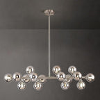 16-Light Globe Sputnik Chandelier, Mid Century Modern Light Fixture Over Table, Nickel Linear Chandeliers for Dining Room and Kitchen Island (Smoke Grey Glass Bubble Shades, 40 Inch)