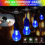 96FT Outdoor String Lights, 30 Shatterproof Edison Bulbs, Dimmable Color Changing RGB LED Patio Lights with 2 Remote Controllers. Perfect for Backyard Decorative Lighting