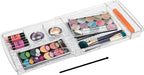 mDesign Expandable Makeup Organizer for Bathroom Drawers, Vanities, Countertops: Organize Makeup Brushes, Eyeshadow Palettes, Lipstick, Lip Gloss, Blush, Concealer - Adjustable Width - Clear