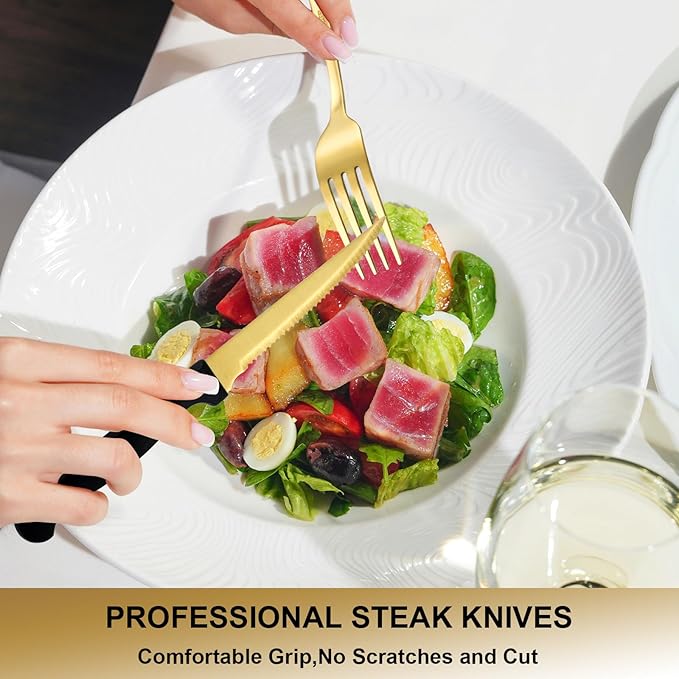 49Pcs Silverware Set with Organizer, Silver Stainless Steel Flatware Set for 8 Cutlery Utensil Sets with Steak Knives, Spoons and Forks Set, Dishwasher Safe