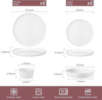 Herogo Dinnerware Sets with Pasta Bowls for 4, 16 Piece Dinner Salad Plates and Cereal Serving Bowls, Double Reactive Glaze, Microwave & Dishwasher Safe, Chip & Scratch Resistant, Speckled White