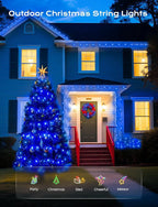 Brightown Solar Operated C6 Strawberry String Lights, 22.64ft 50 LEDs Blue LED Christmas Fairy Lights, Solar Christmas Lights Outdoor, Christmas Decorations for Christmas Tree, Garden Decor
