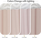 AmazerBath Pink Boho Shower Curtain with Tassels, Modern Farmhouse Shower Curtains for Bathroom, Pink Shower Curtain Fabric, Rustic Faux Linen Shower Curtain Set with Hooks, 72x72 Inches