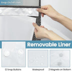 Charcoal Grey No Hook Shower Curtain with Snap in Liner,230GSM Waffle Weave Shower Curtains for Bathroom,71W x 74H