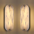 2 Pack 2 Light Oval 16" Alabaster Marble Bathroom Wall Sconce Modern Concise Style Wall Light Fixture,Dark Gray Finish for Bedroom Hallway Bedside