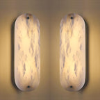 2 Pack 2 Light Oval 16" Alabaster Marble Bathroom Wall Sconce Modern Concise Style Wall Light Fixture,Dark Gray Finish for Bedroom Hallway Bedside