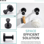 Angle Simple Towel Hooks for Bathroom, Stainless Steel Coat Robe Hooks, Bathroom Hand Towel Hanger for Wall, Matte Black, 2 Pack