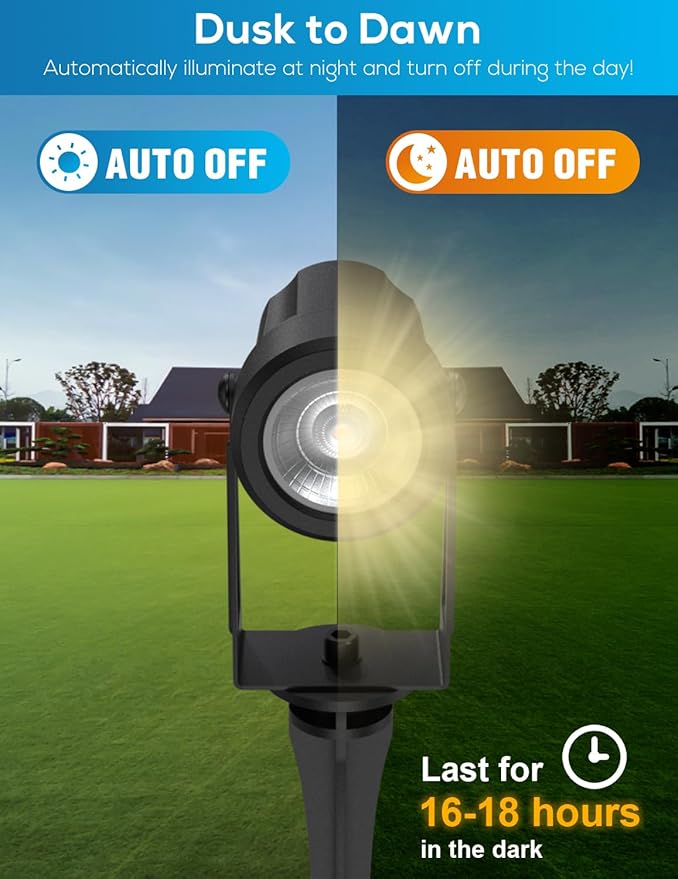 Zyan Solar Landscape Spotlights Outdoor, 3 Separate Panels, Auto On/Off, IP65 Waterproof, 36 LEDs, Long-Lasting Warm White Solar Yard Lights for Garden, Pathway & Trees (12-Pack)