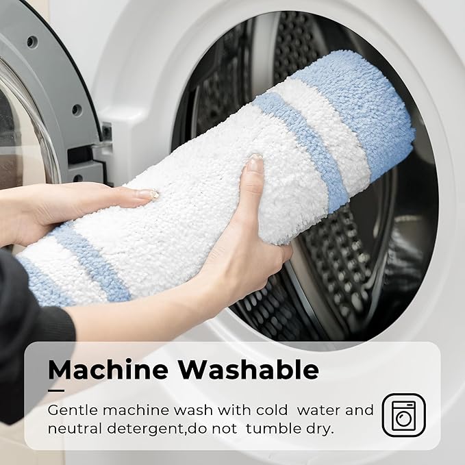 GRANNY SAYS Microfiber Bathroom Rugs Non Slip Washable, Water Absorbent Bathroom Mats for Tub, Soft Bath Mats for Bath Floor & Shower, Bath Rug, 20" x 32", Baby Blue