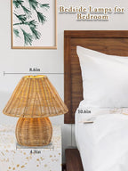 Mini Boho Lamp Rattan Lamps,3 Colors Modes Vintage Wicker Light,Small Table Lights for Bedroom Living Room Home Office Art Decor,7W E26 Bulb Included