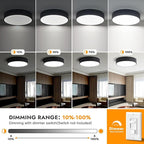 Modern Dimmable Round Black LED Large Flush Mount Ceiling Light Fixture, Mounted Ceiling Lamp Lighting Fixtures,5CCT 2700-6000K for Kitchen Master Bedroom Living Room,36W 15.74 Inch