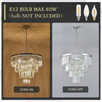 Modern Chrome Crystal Chandeliers 24” Luxury Chandeliers 4-Tier 12 Lights K9 Crystal Round Ceiling Pendant Light Fixture Contemporary for Living Dining Room Foyer Staircase Bedroom